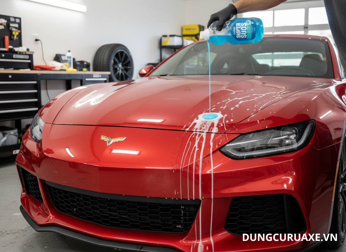 Rửa xe bằng nước rửa chén làm lớp sơn xe không bóng dễ xuống màu