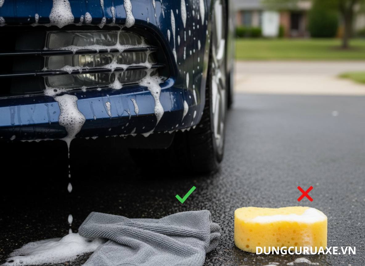 Nên sử dụng Khăn microfiber chuyên dụng cho rửa xe