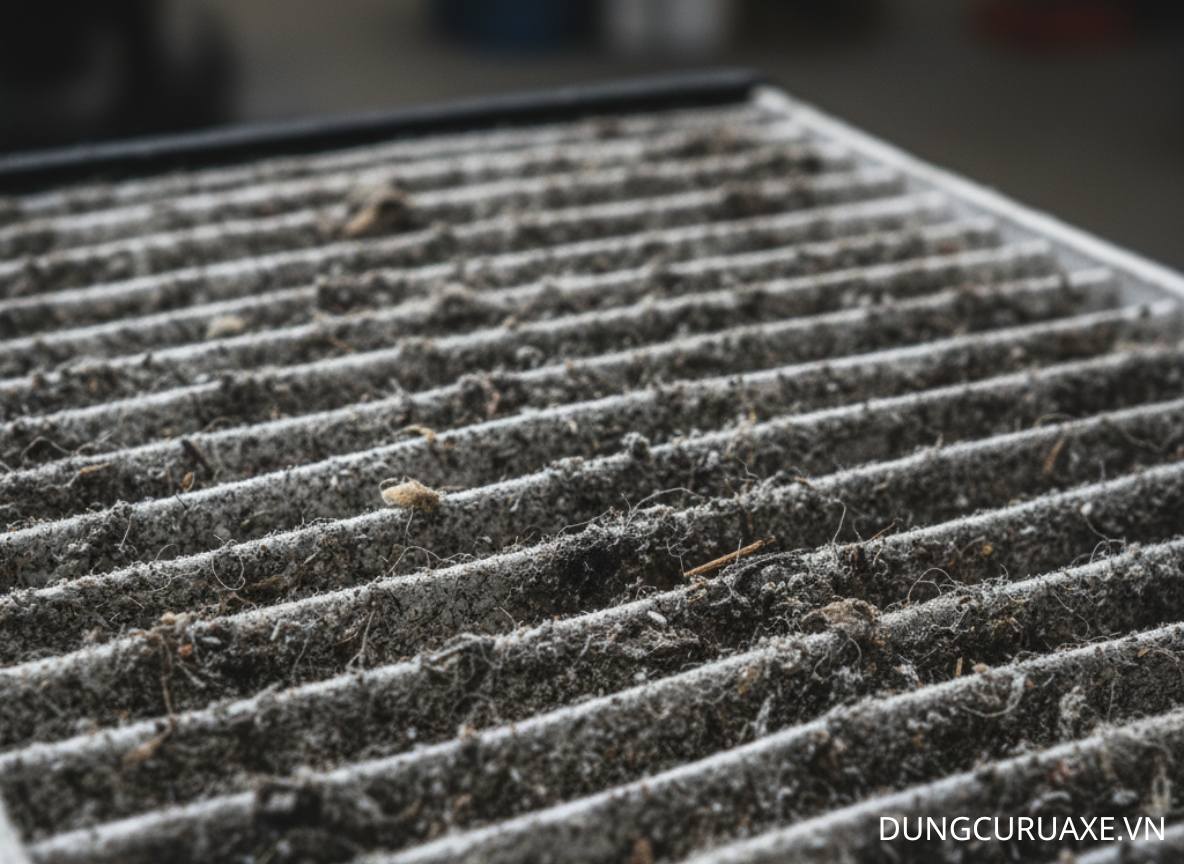 Lọc gió đổi màu đen, bụi bẩn bám dày