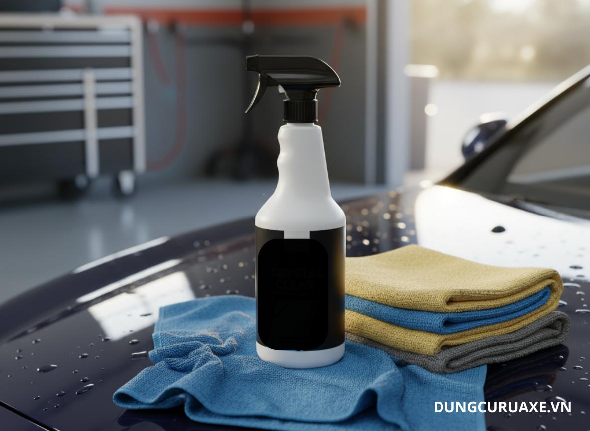 Chuẩn bị dung dịch vệ sinh kính và khăn chuyên dụng