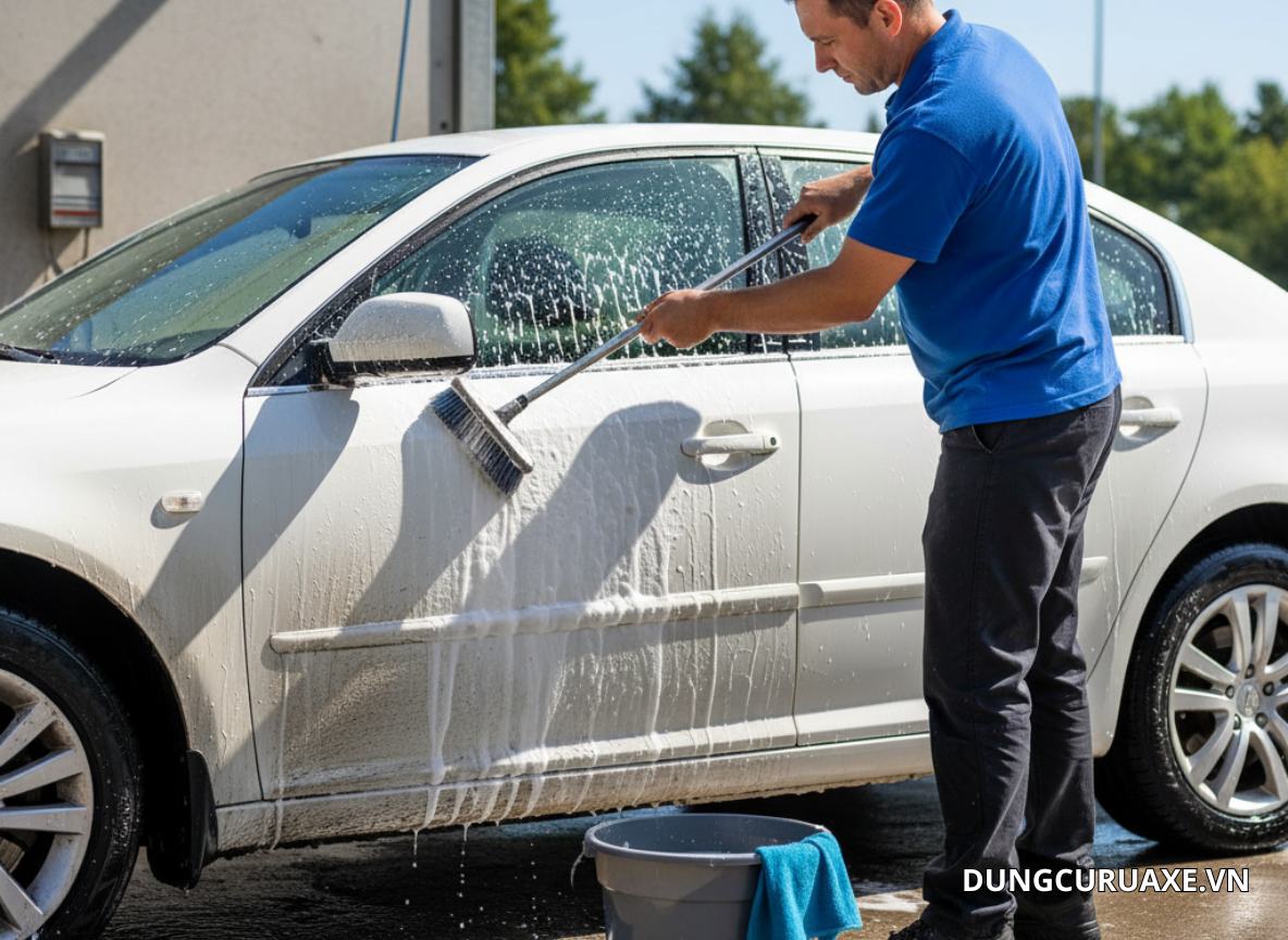 Rửa xe truyền thống thường tiêu tốn nhiều nước và thời gian hơn so với phương pháp hiện đại.