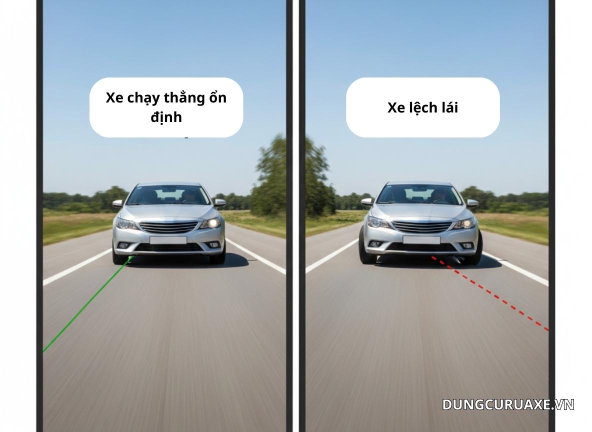 Dấu hiệu nhận biết xe lệch lái Xe tự kéo lệch sang một bên dù đường bằng phẳng