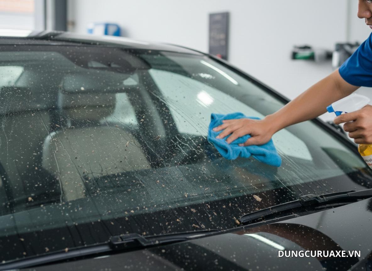 Sử dụng nước rửa kính gia dụng Dễ để lại vệt mờ, loang nước trên kính xe ô tô