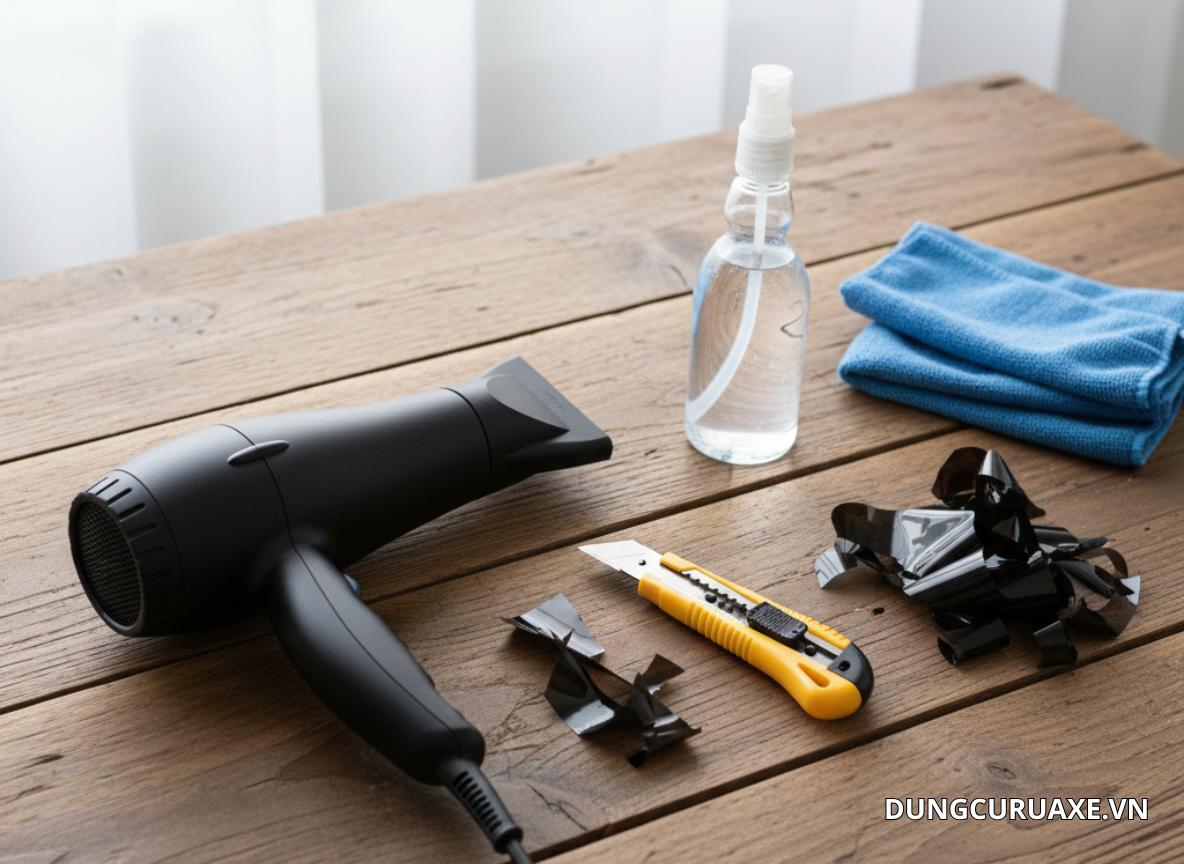 Chuẩn bị đầy đủ dụng cụ giúp việc gỡ lớp film cách nhiệt nhanh và an toàn hơn