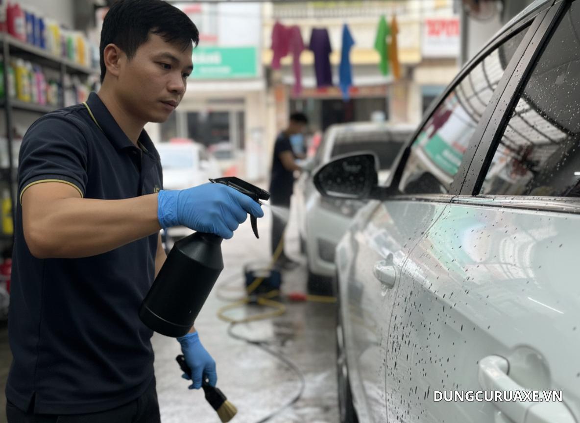 Sử dụng dung dịch chuyên dụng khi xử lý vết nhựa đường cho ô tô