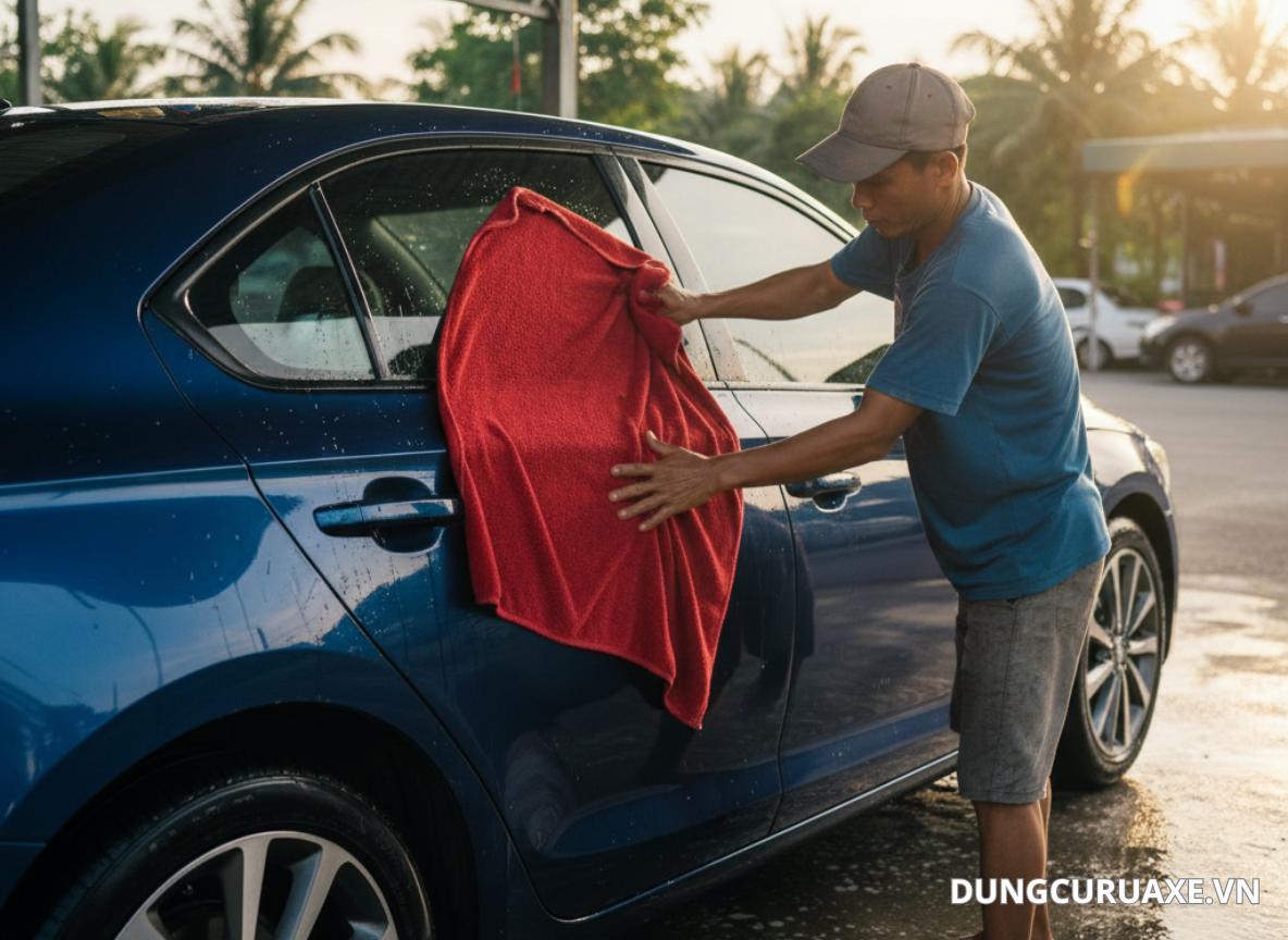 Khi rửa nên lau khô nhanh bằng khăn mềm microfiber tránh để đọng nước