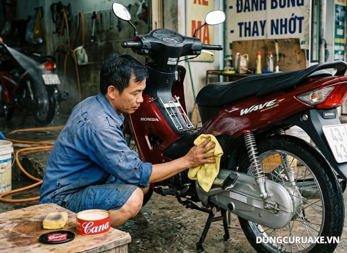 Cần chuẩn bị dụng cụ đầy đủ trước khi đánh bóng xe bằng cana