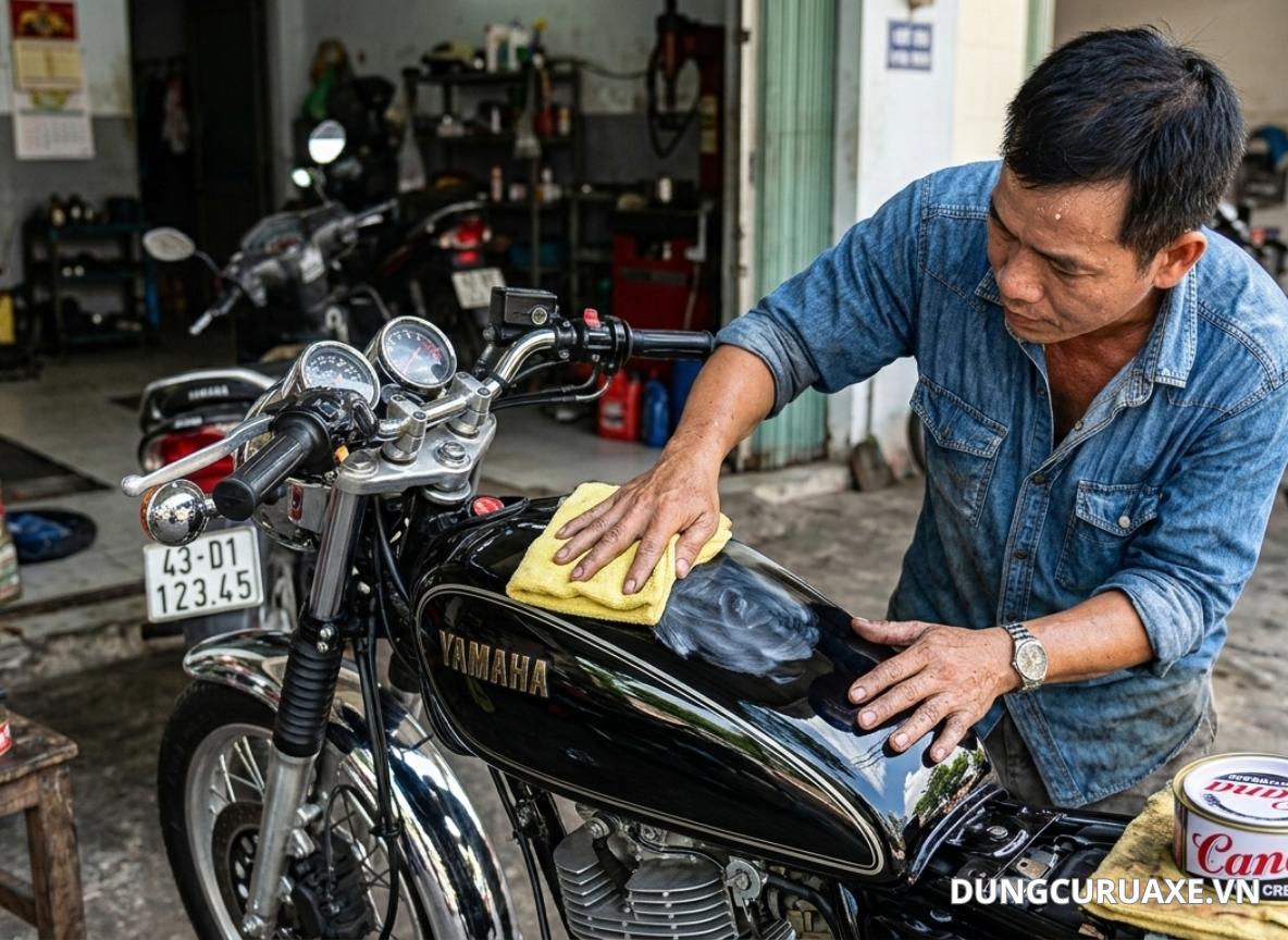 Lau sạch lớp cana sau khi đánh bóng