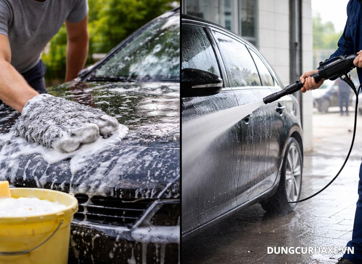 Sử dụng khăn mềm, sạch để rửa xe tại nhà