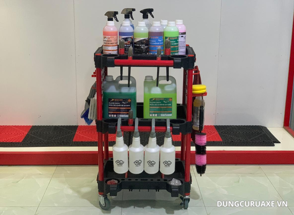 Xe Đẩy Dụng Cụ 3 Tầng Giá Rẻ, Bền Bỉ Cho Tiệm Rửa Xe & Sửa Xe Chuyên Nghiệp